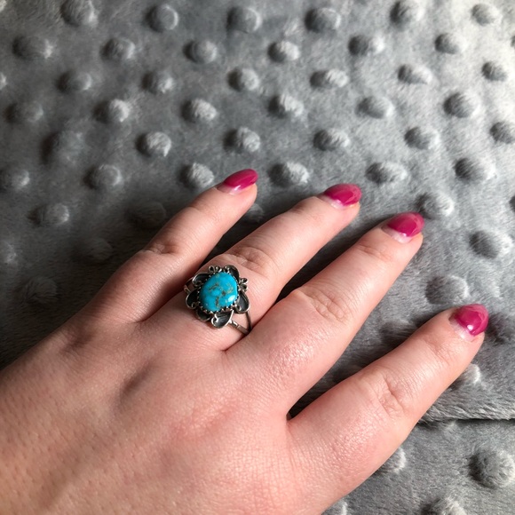 Native American Made Turquoise/Sterling Ring - Picture 4 of 4